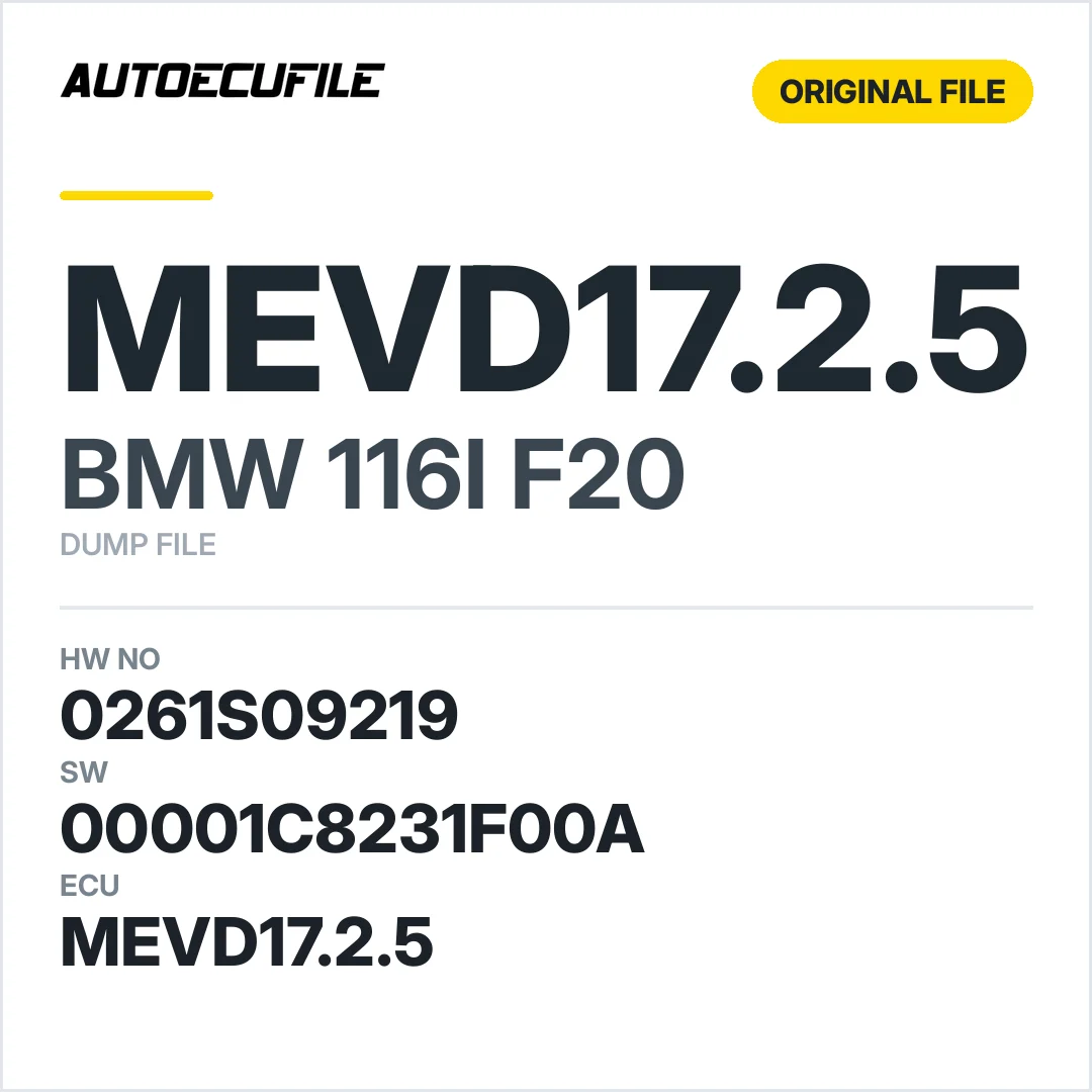BMW 116I F20 MEVD17.2.5 0261S09219 00001C8231F00A DUMP