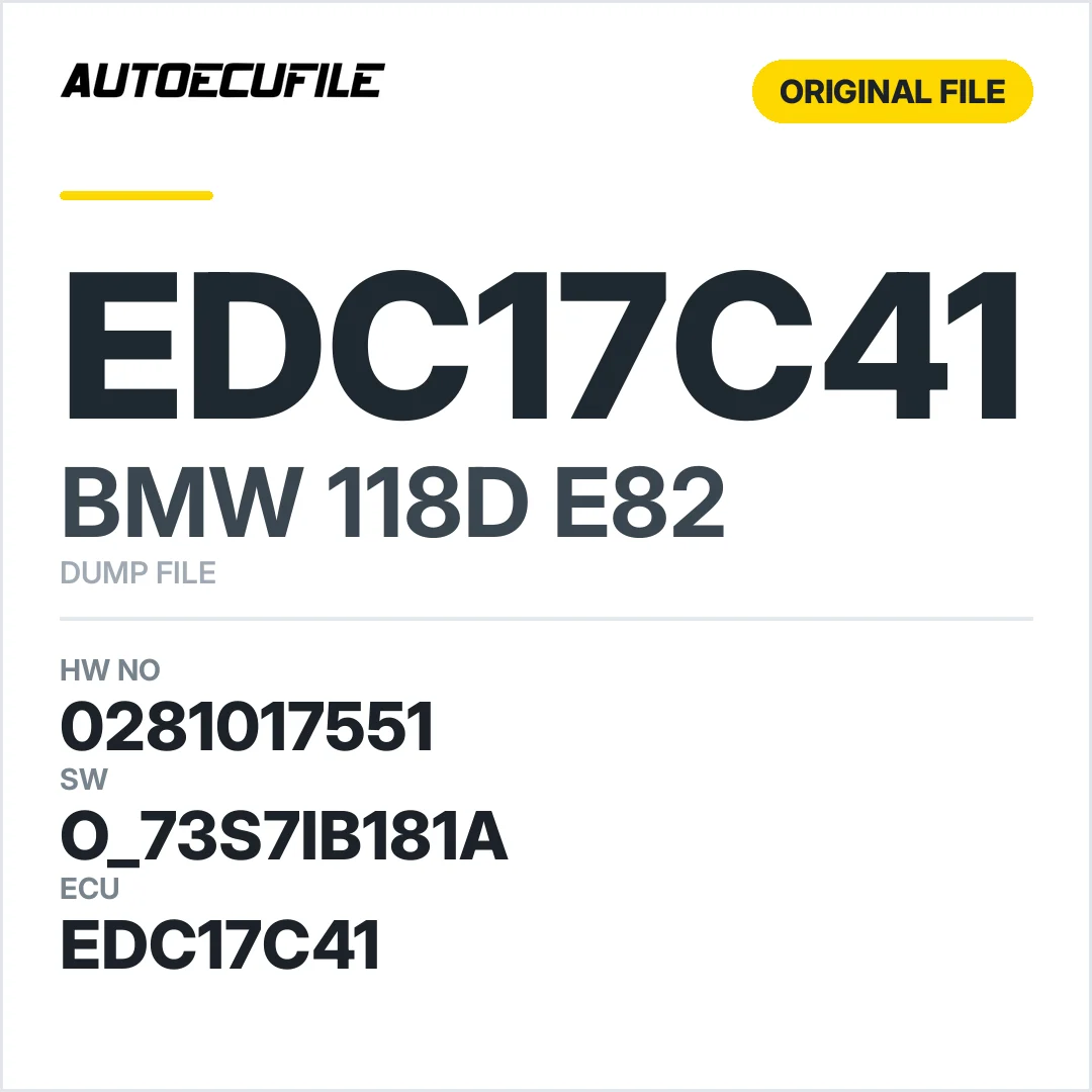 BMW 118D E82 EDC17C41 0281017551 1037507435 O 73S7IB181A DUMP