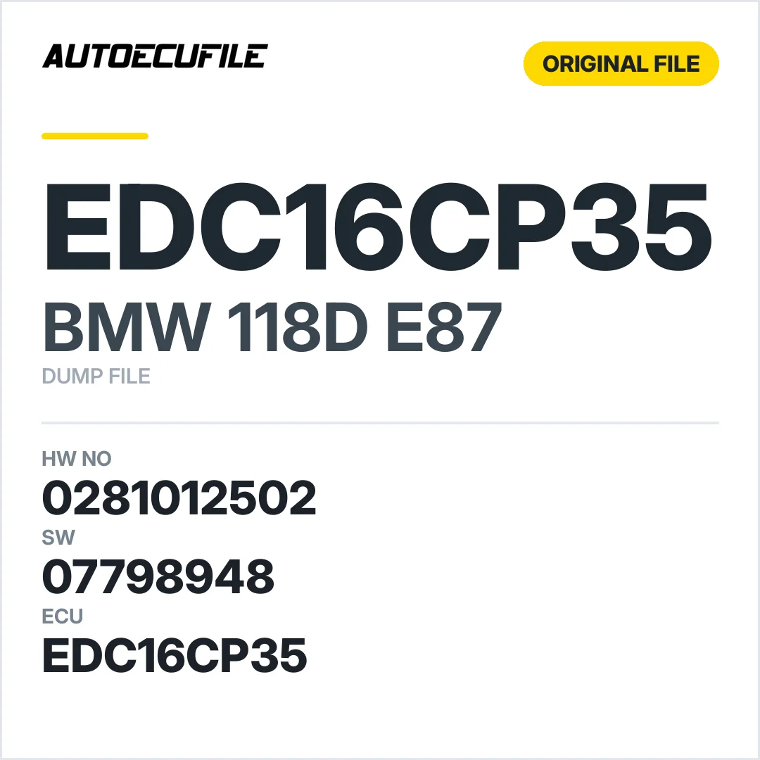 BMW 118D E87 EDC16CP35 0281012502  07798948 DUMP
