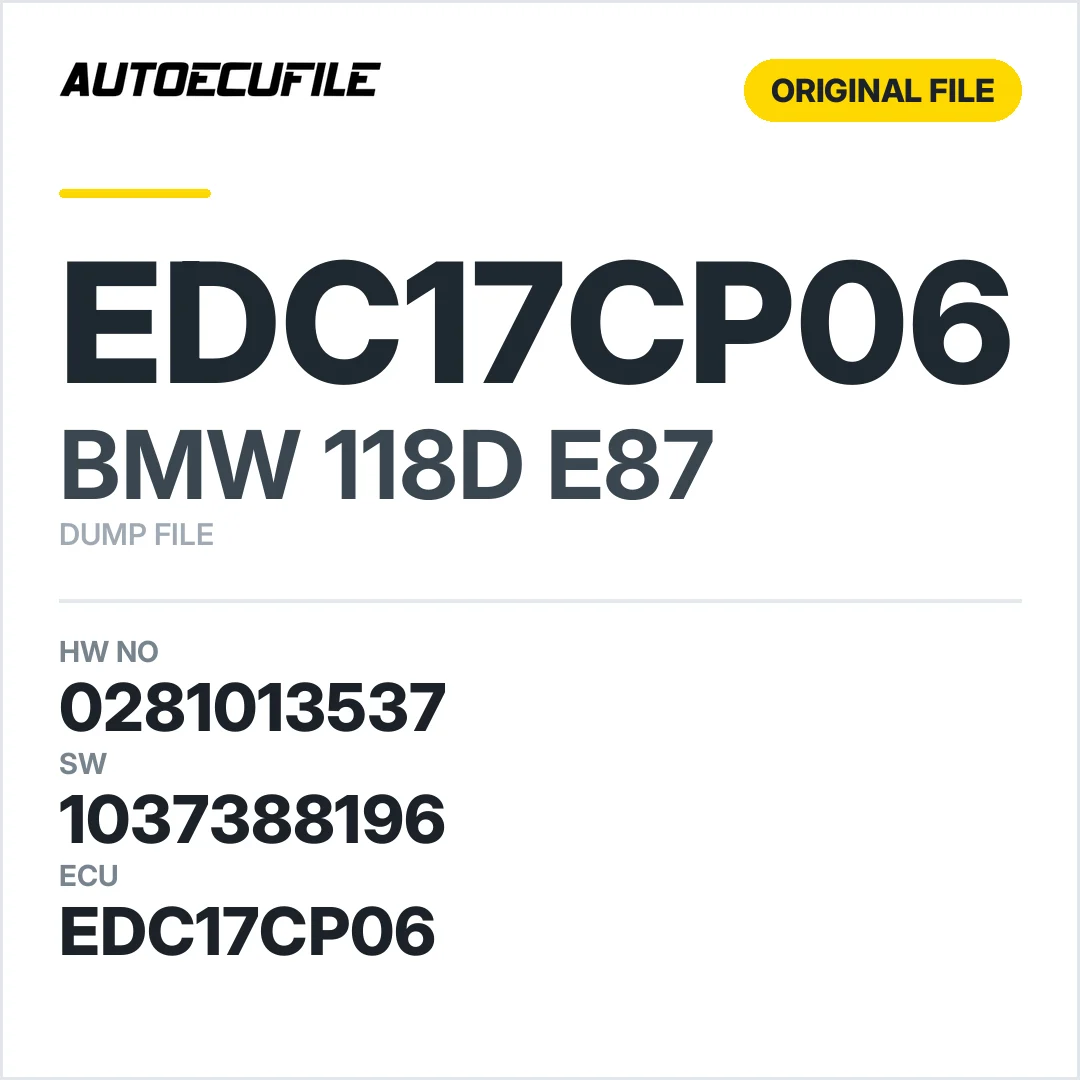 BMW 118D E87 EDC17CP06 0281013537 07807606 1037388196 DUMP