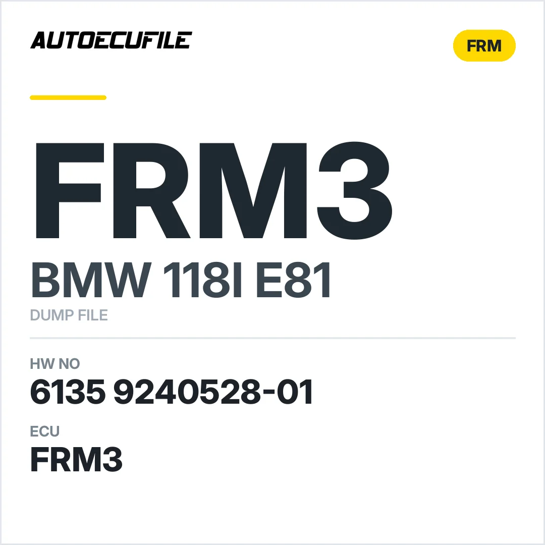 BMW 118I E81 FRM3R PL2 6135 9240528-01 DUMP