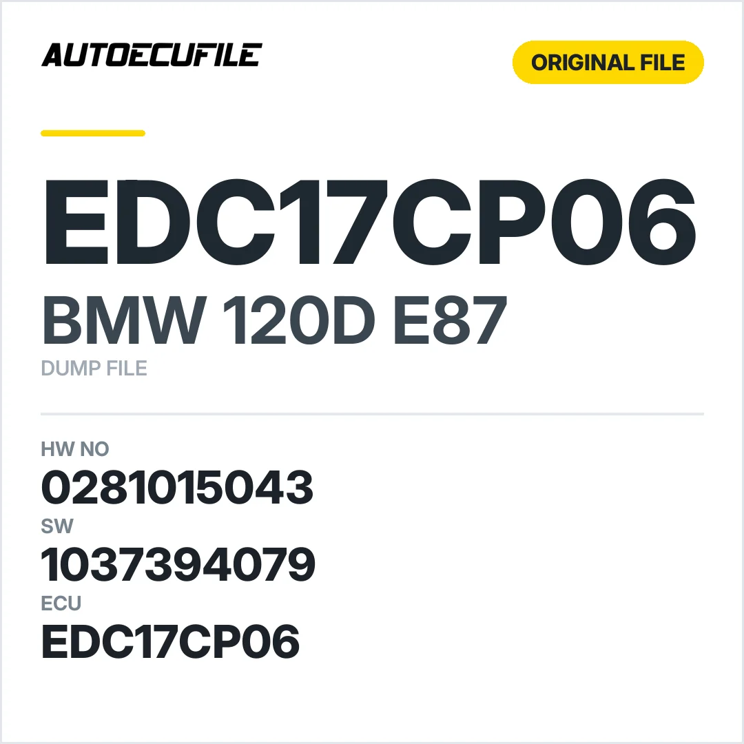 BMW 120D E87 EDC17CP06 0281015043 07811697 1037394079 DUMP