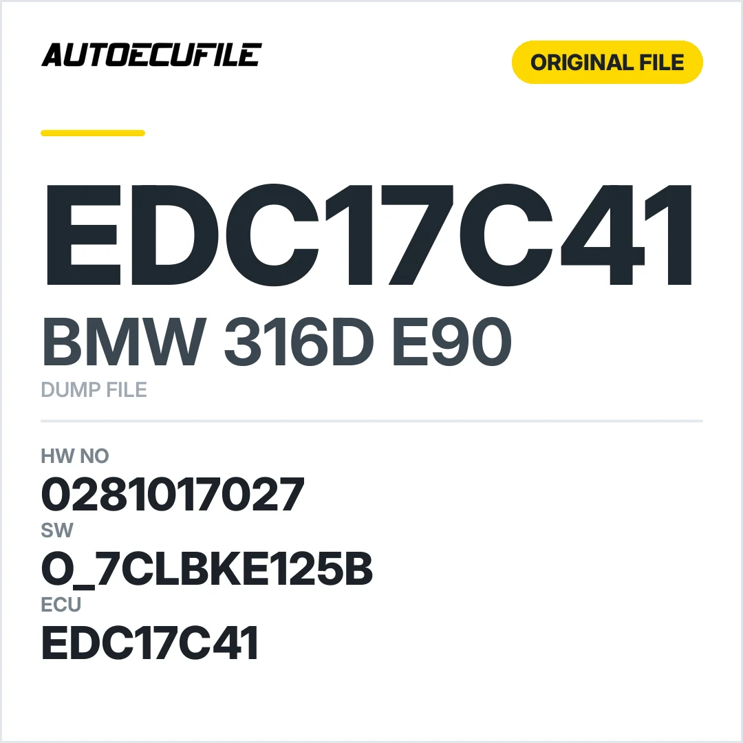 BMW 316D E90 EDC17C41 0281017027 1037507447 O 7CLBKE125B DUMP