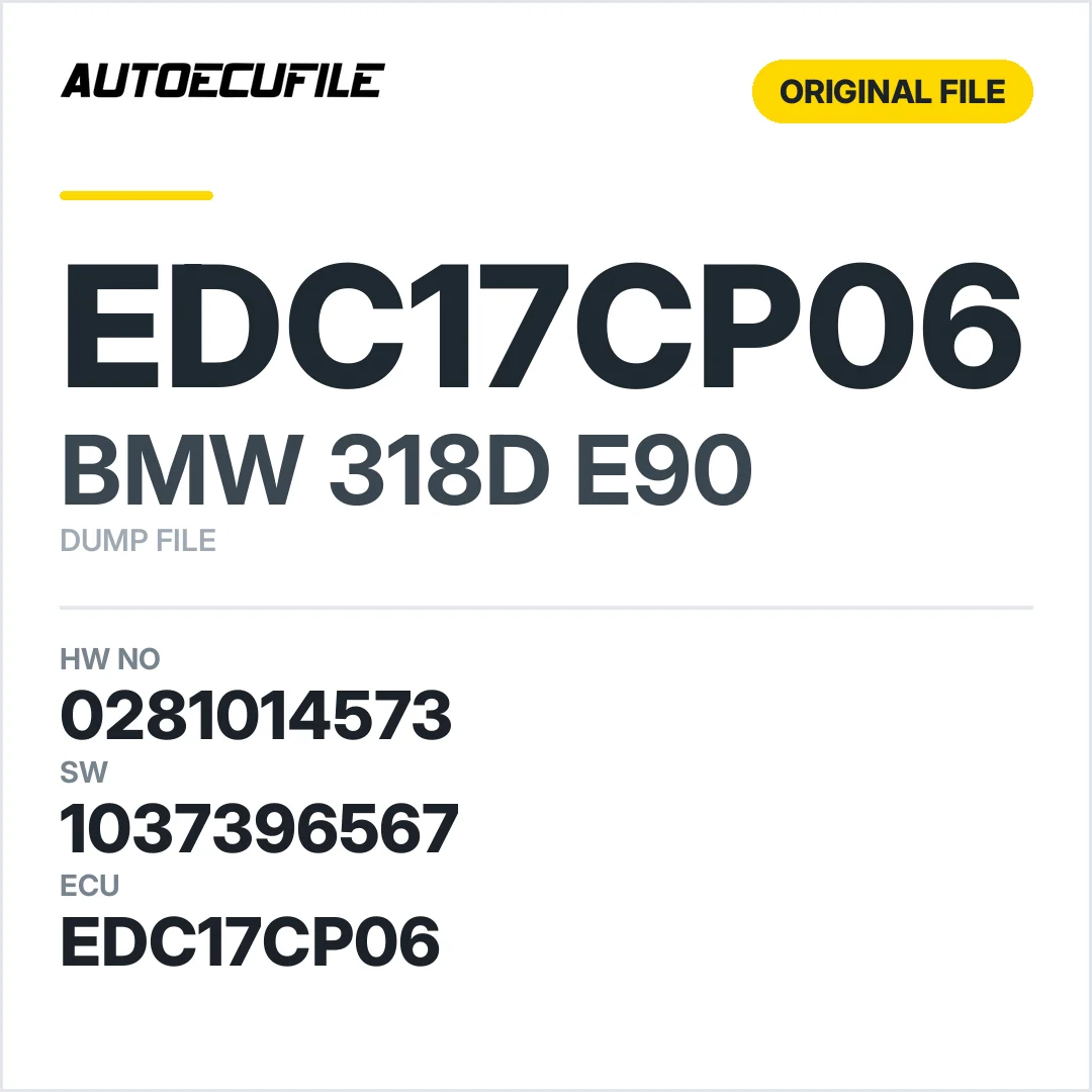 BMW 318D E90 EDC17CP06 0281014573 1037396567 DUMP