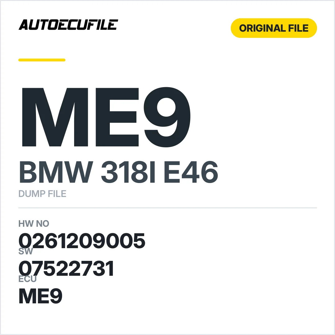 BMW 318I E46 ME9 0261209005 07522731 DUMP