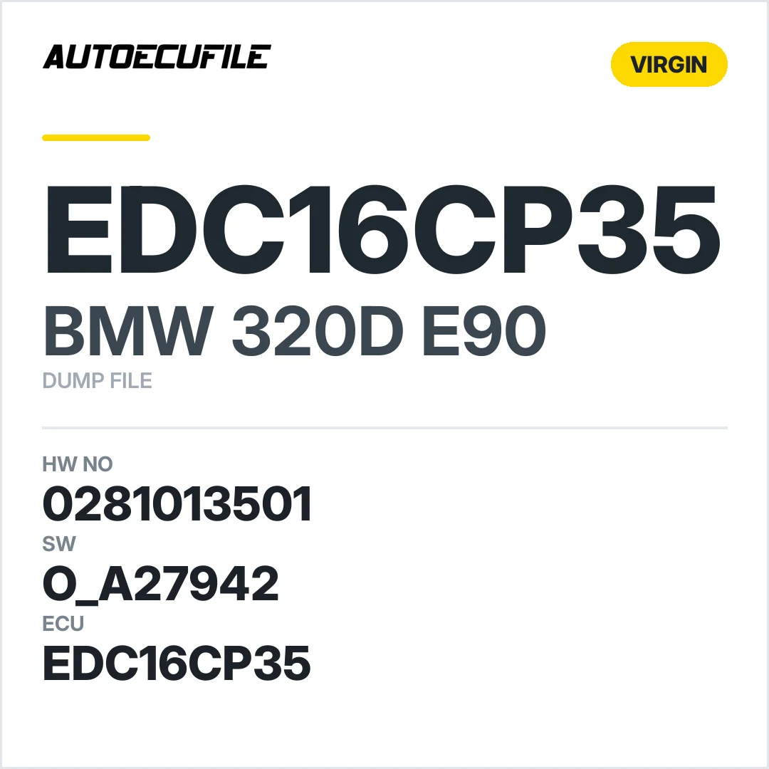 BMW 320D E90 EDC16CP35 0281013501 1037381341 O A27942 VIRGIN DUMP