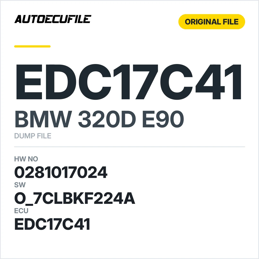 BMW 320D E90 EDC17C41 0281017024 1037507446 O 7CLBKF224A DUMP