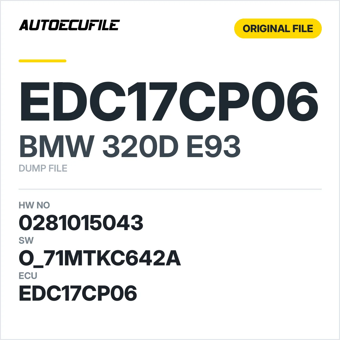 BMW 320D E93 EDC17CP06 0281015043 1037394079 O 71MTKC642A DUMP