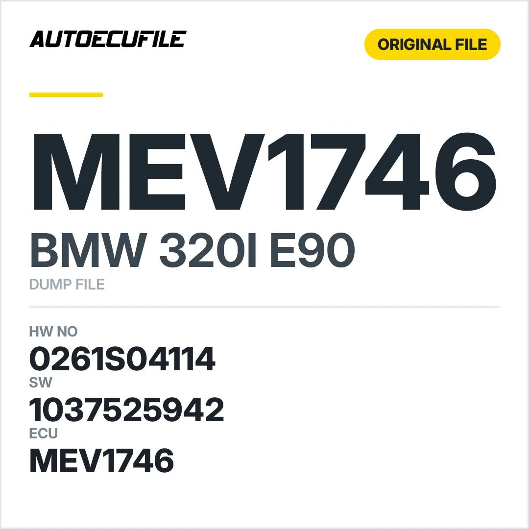 BMW 320I  E90 MEV1746 0261S04114 1037525942 DUMP