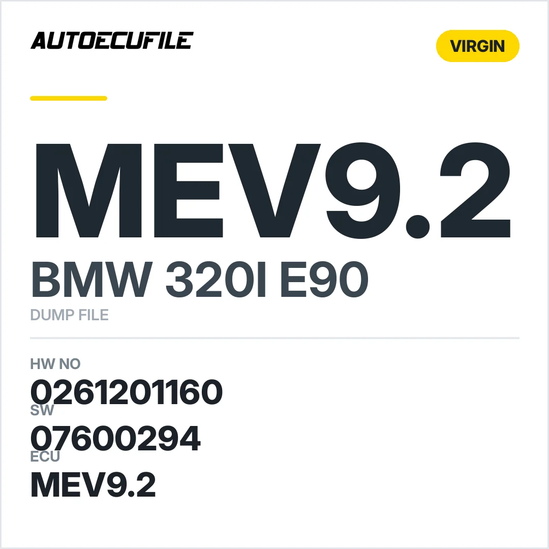 BMW 320I E90 MEV9.2 0261201160 1037379569 07600294 VIRGIN DUMP