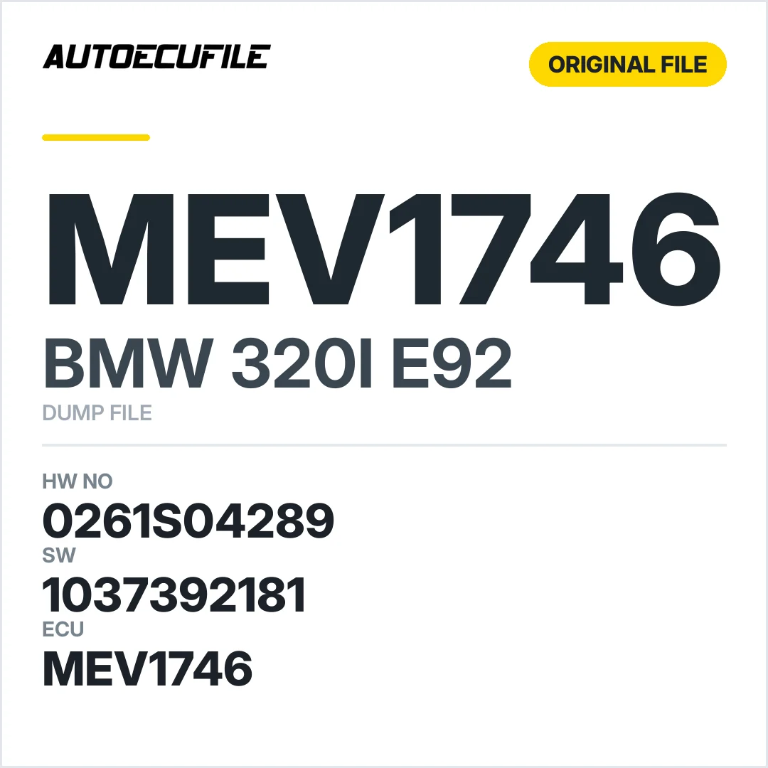 BMW 320I E92 MEV1746 0261S04289 1037392181 DUMP