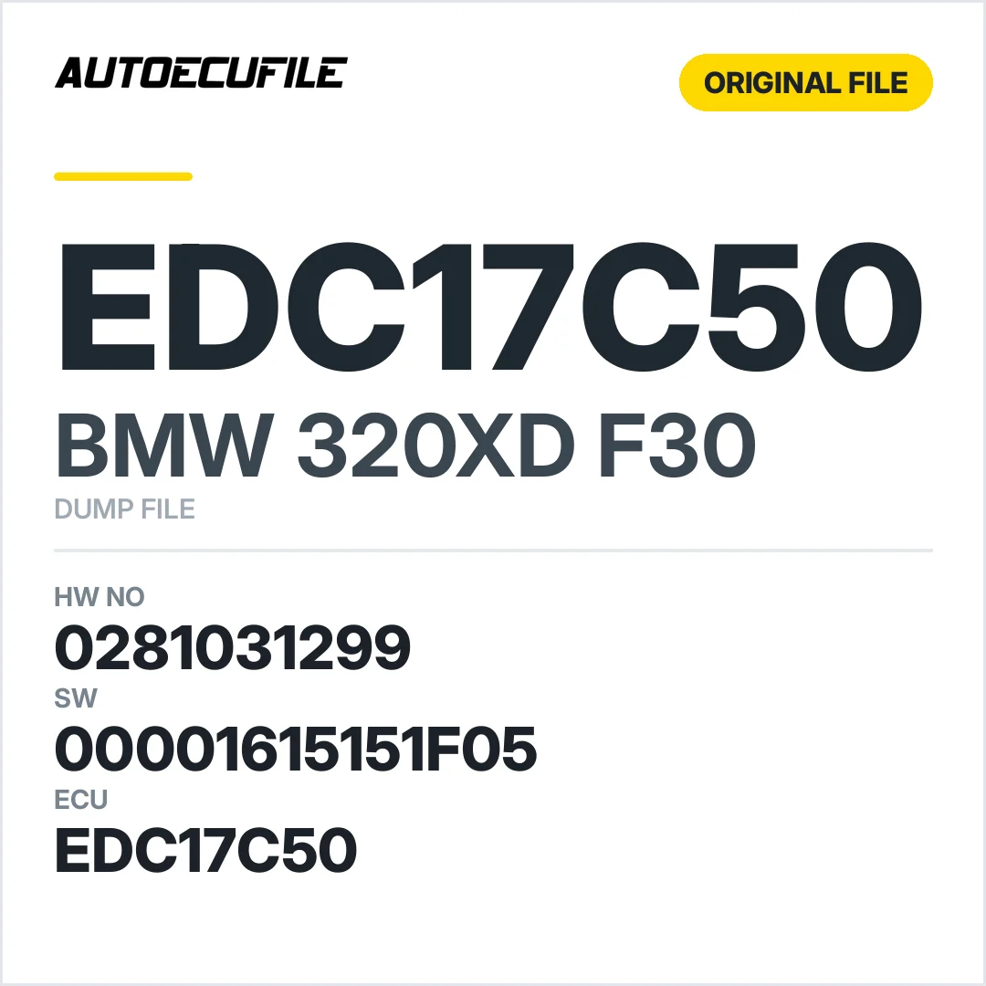 BMW 320XD EDC17C50 0281031299 00001615151F05 DUMP