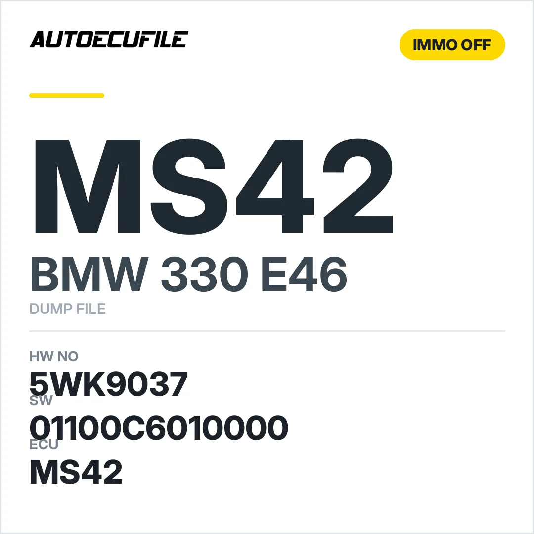 BMW 330I E46 MS42 5WK9037 7500255 01100C6010000 IMMO OFF DUMP
