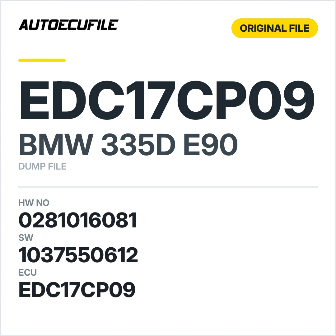 BMW 335D E90 EDC17CP09 0281016081 1037550612 O 77TNKK982A DUMP