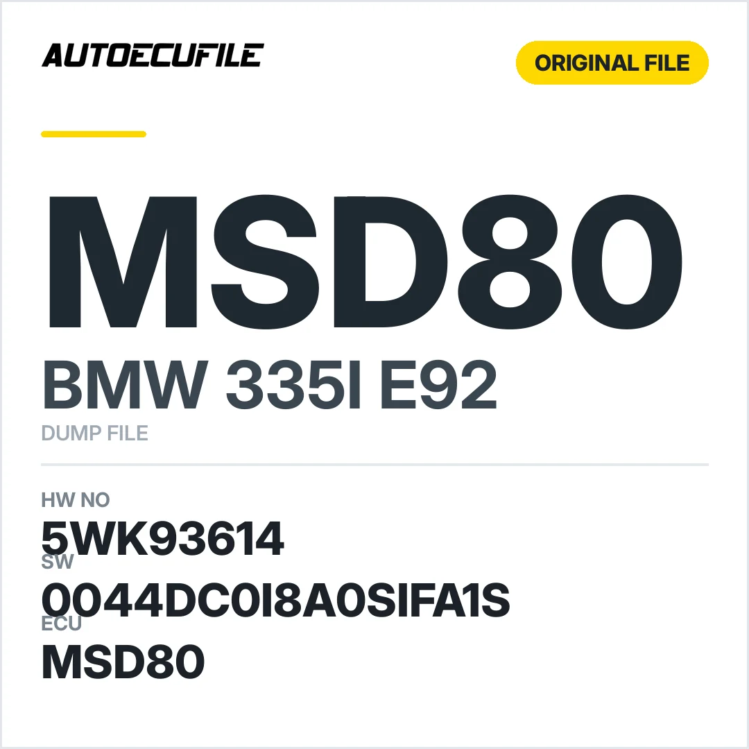 BMW 335I E92 MSD80 7573863 5WK93614 0044DC0I8A0SIFA1S DUMP
