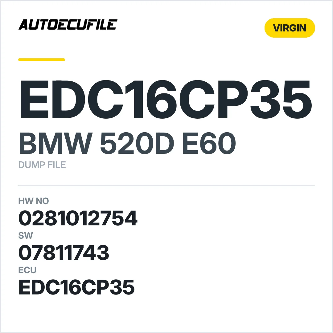 BMW 520D E60 EDC16CP35 0281012754 1037389882 O F2R947 VIRGIN DUMP