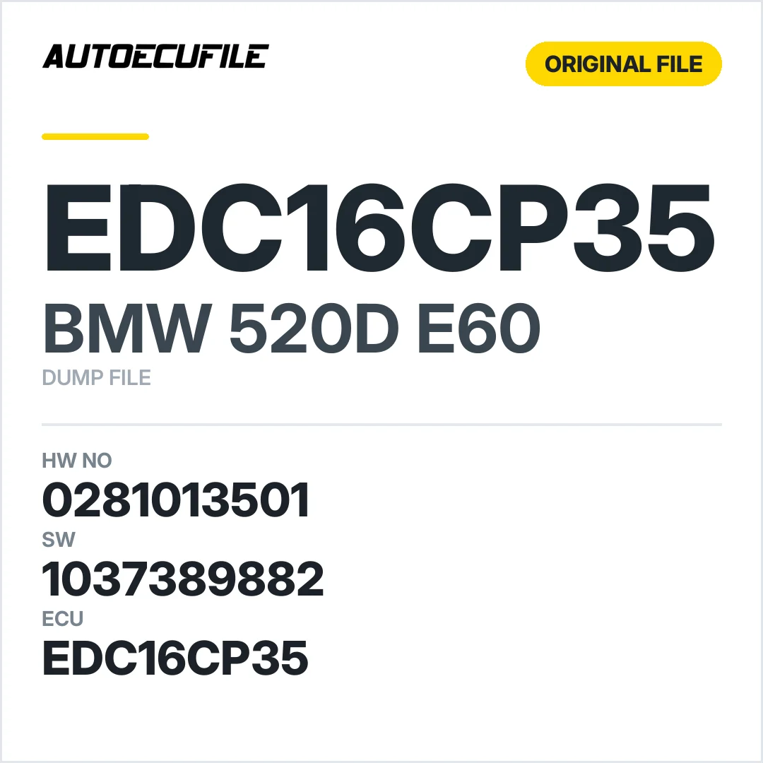 BMW 520D E60 EDC16CP35 0281013501 1037389882 O F2R947 DUMP