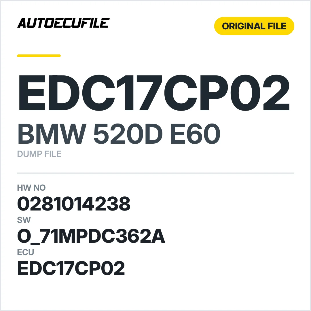 BMW 520D E60 EDC17CP02 0281014238 1037396562 O 71MPDC362A DUMP
