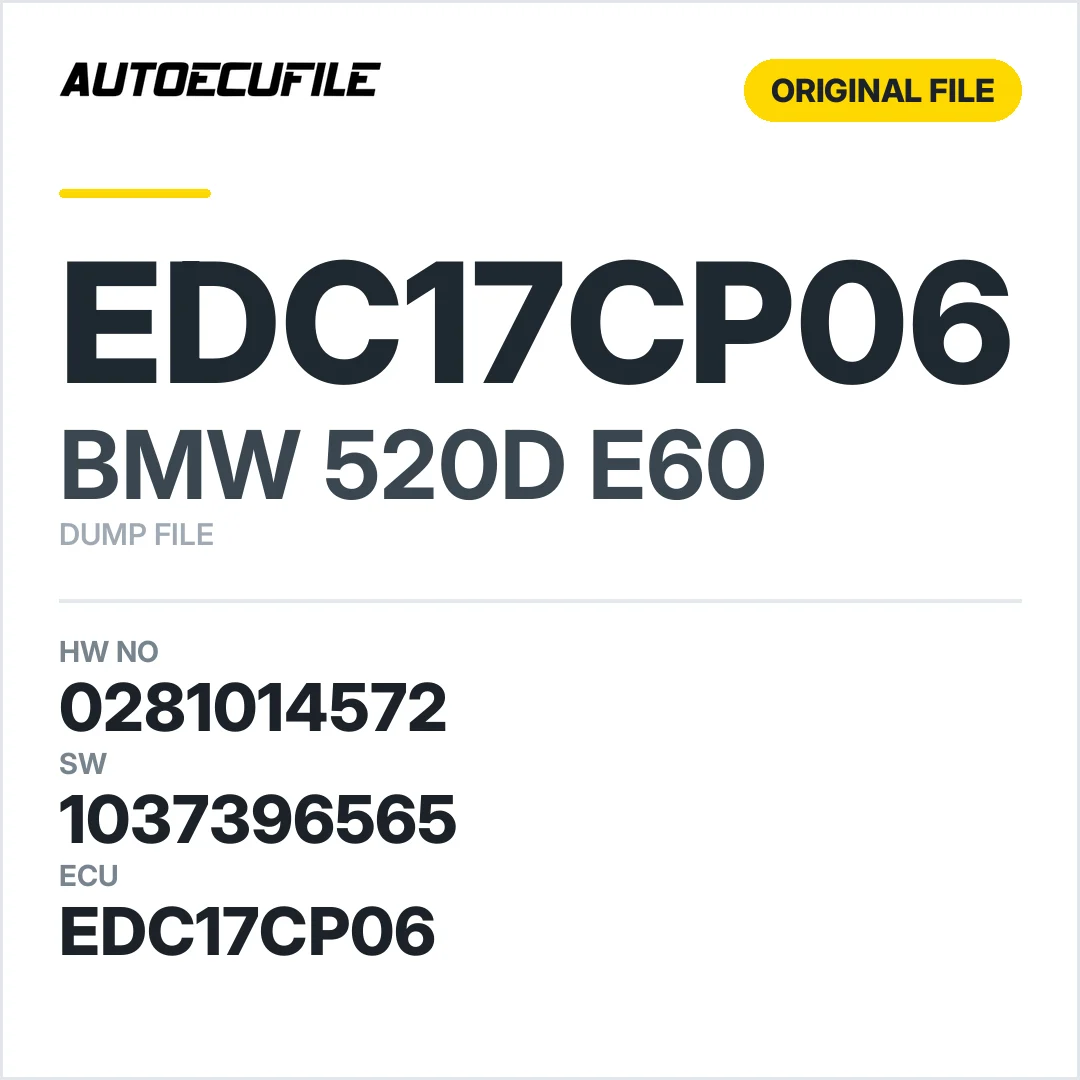 BMW 520D E60 EDC17CP06 0281014572  1037396565 O 71R6DC102A DUMP