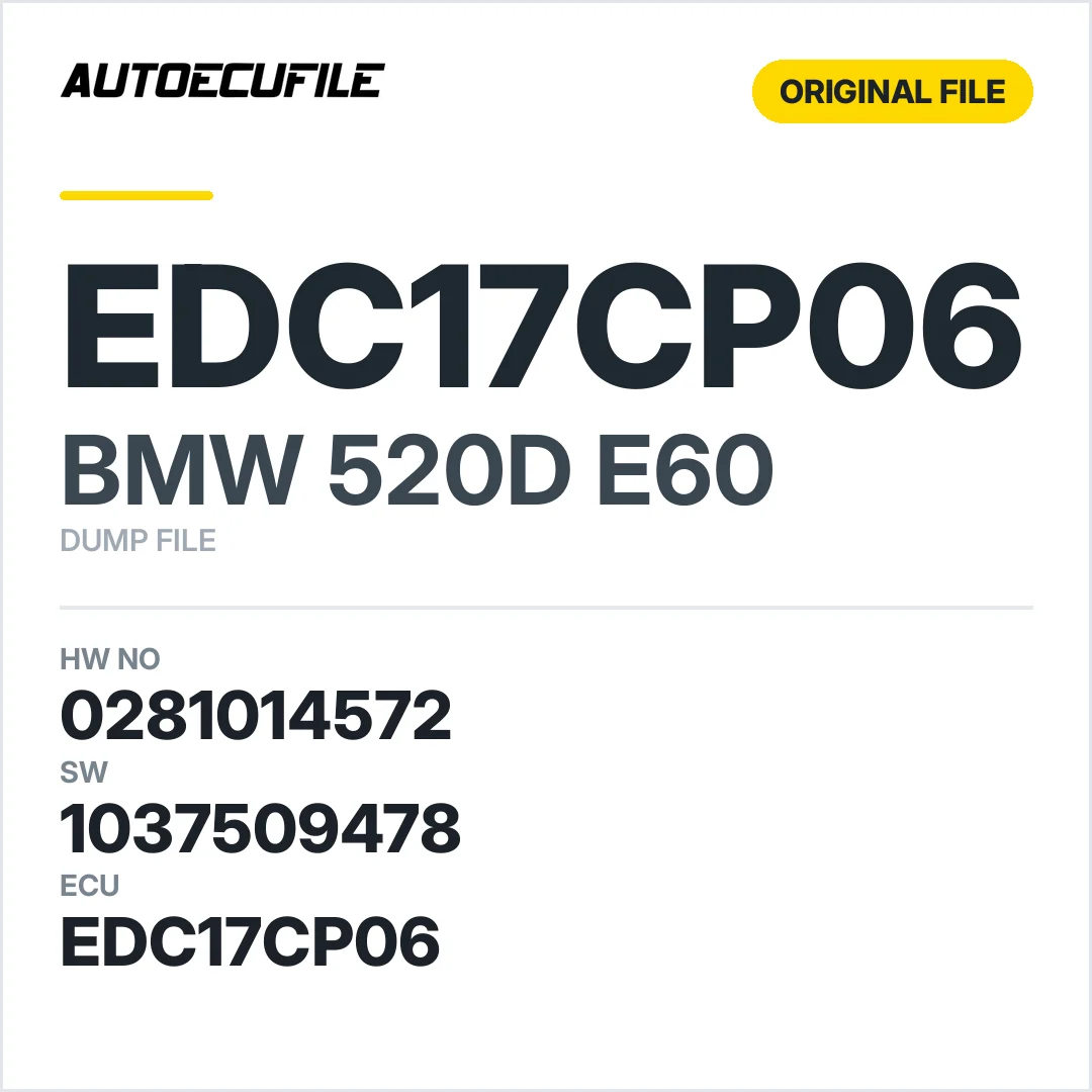 BMW 520D E60 EDC17CP06 0281014572 1037509478 DUMP