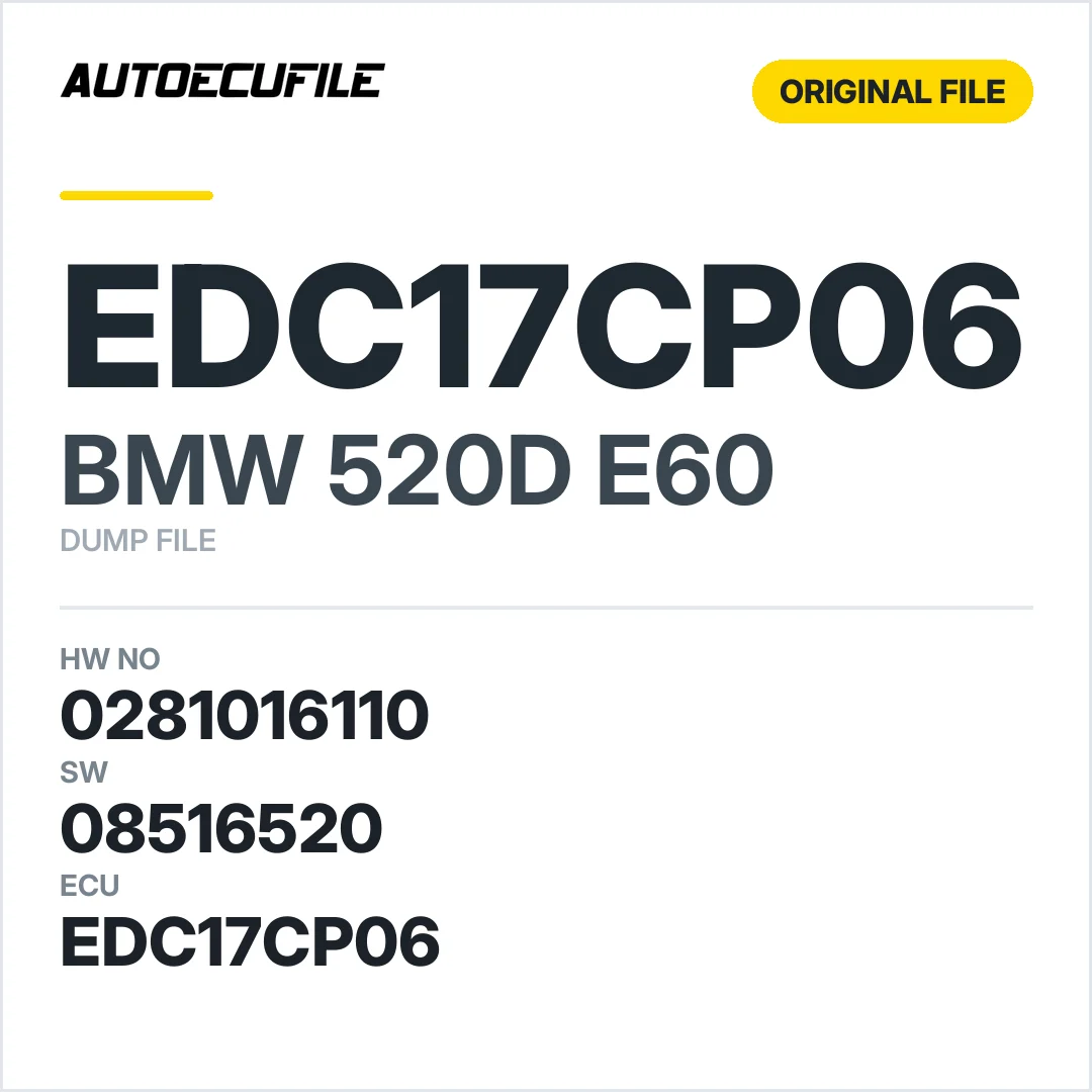 BMW 520D E60 EDC17CP06 0281016110 1037509478 08516520 DUMP