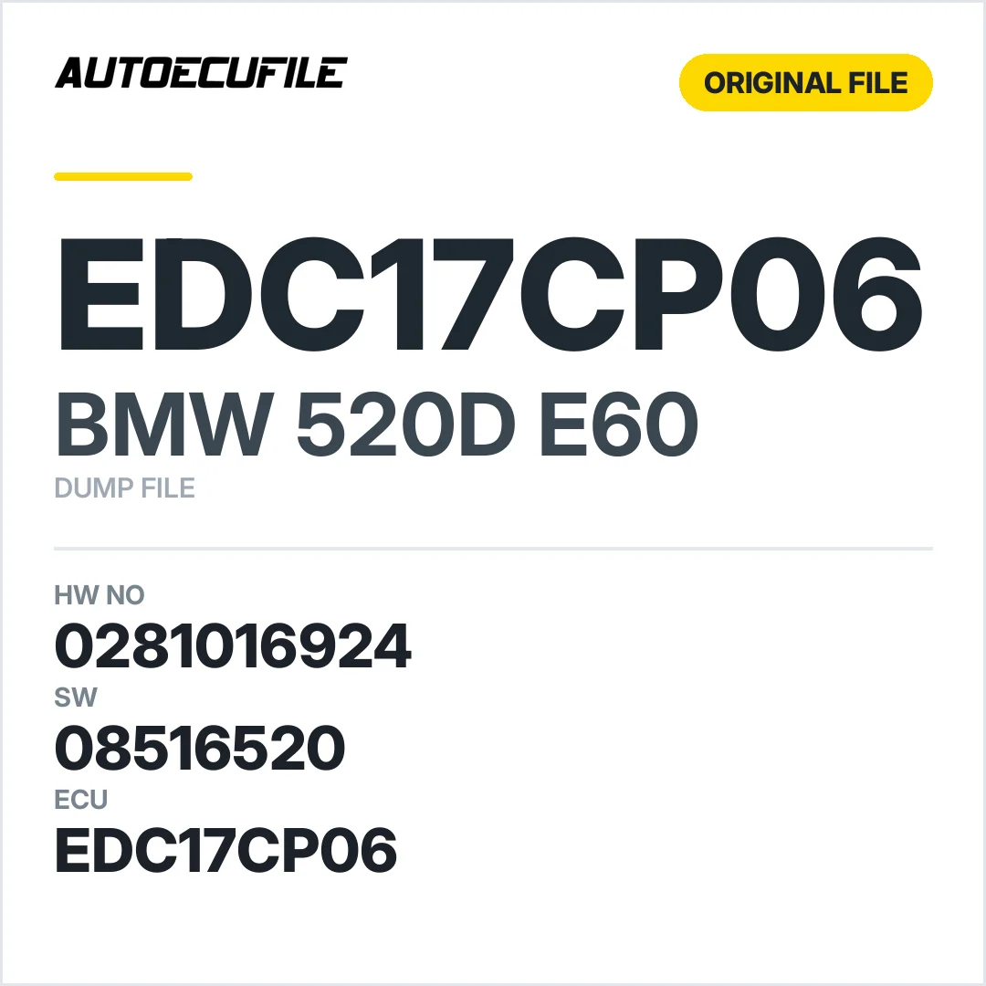 BMW 520D E60 EDC17CP06 0281016924 1037509478 08516520 DUMP