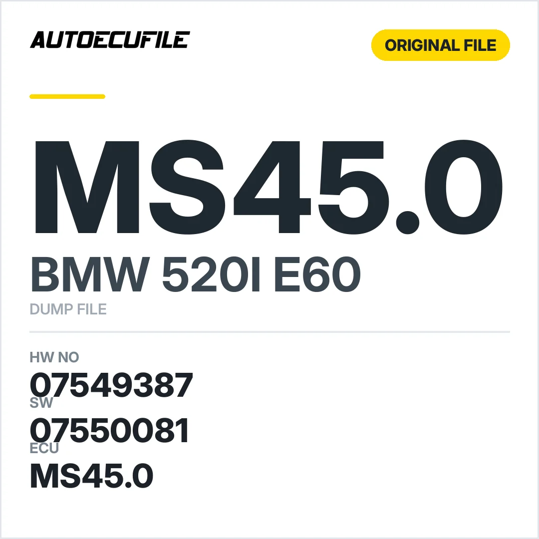 BMW 520I E60 MS45.0 07549387 07550081 DUMP