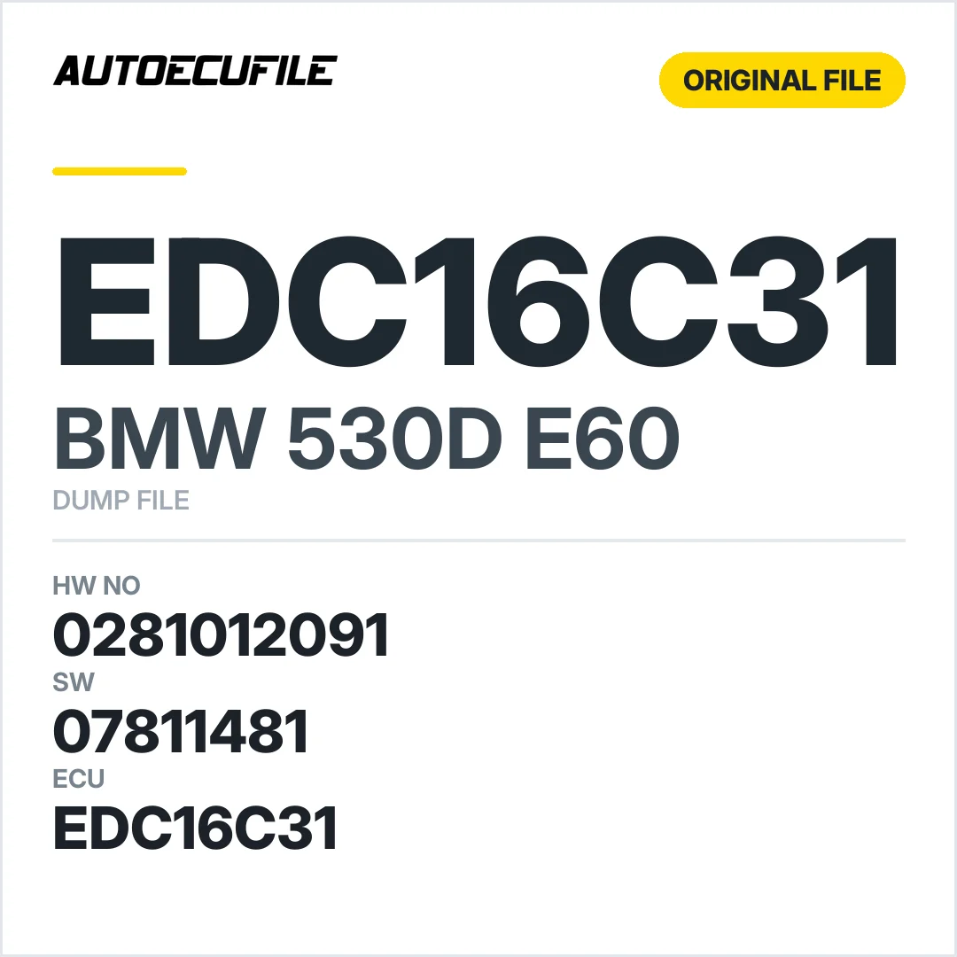 BMW 530D E60 EDC16C31 0281012091 1037390905 07811481 DUMP