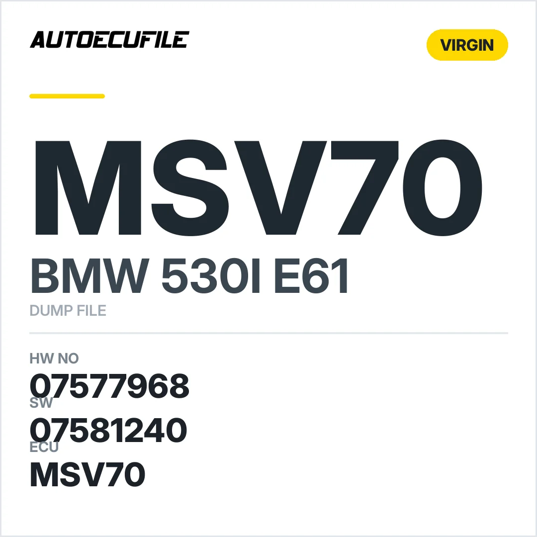 BMW 530I E61 MSV70 07577968 07581239 07581240 VIRGIN DUMP