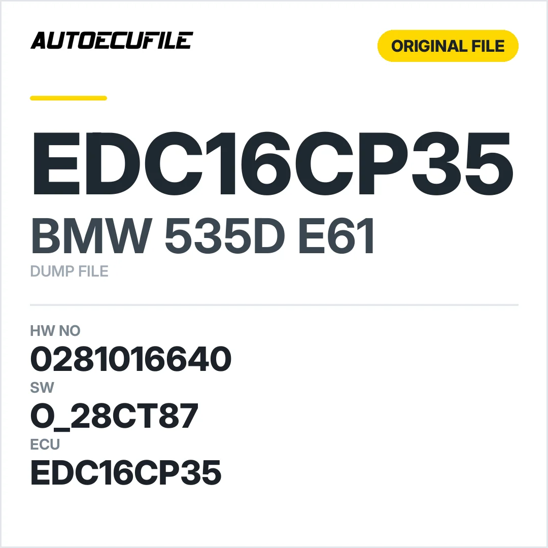 BMW 535D E61 EDC16CP35 0281016640 1037500776 O 28CT87 DUMP