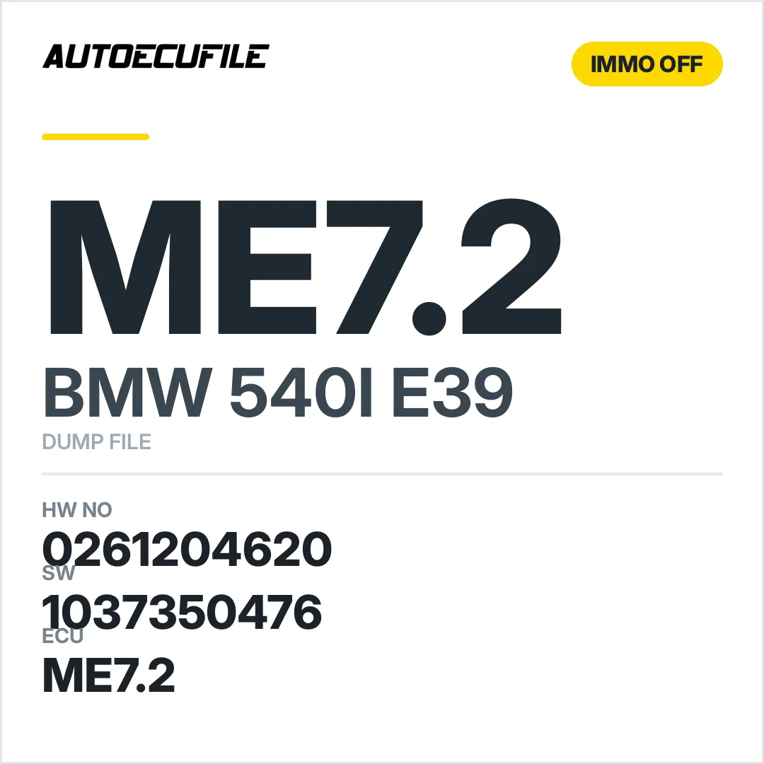 BMW 540I E39 ME7.2 0261204620 1037350476 IMMO OFF DUMP