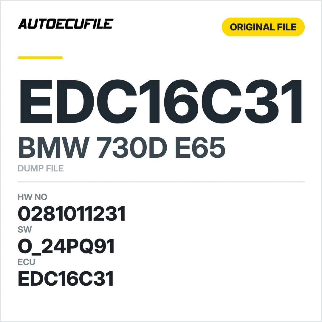 BMW 730D E65 EDC16C31 0281011231 1037361884 O 24PQ91 DUMP