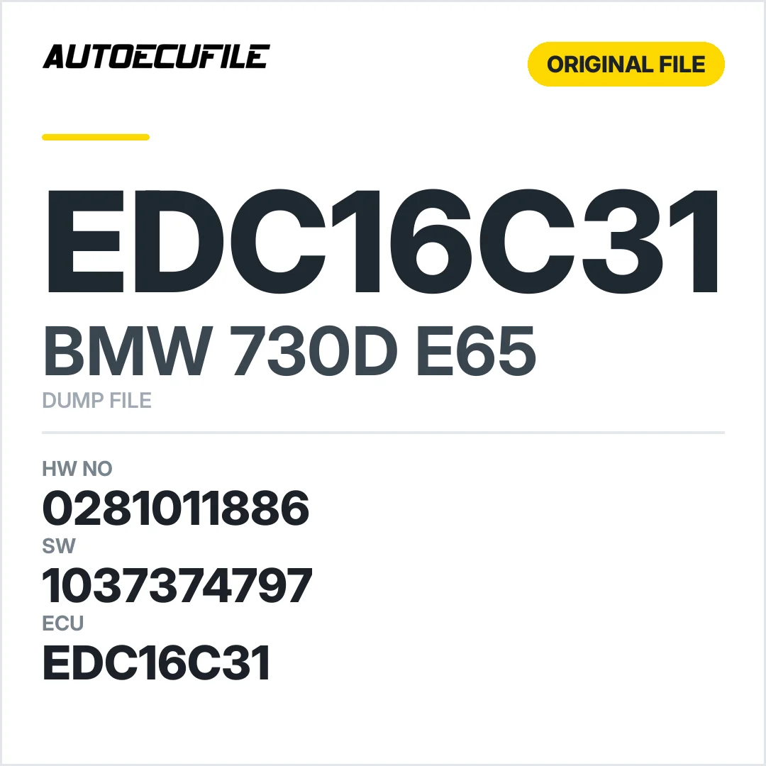 BMW 730D E65 EDC16C31 DDE 7798506 0281011886 1037374797 DUMP
