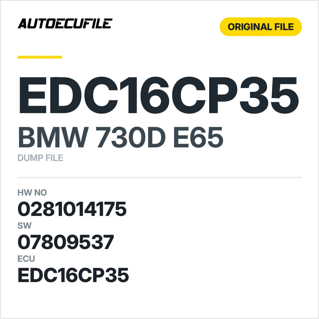 BMW 730D  E65 EDC16CP35 0281014175 1037387658 07809537 DUMP