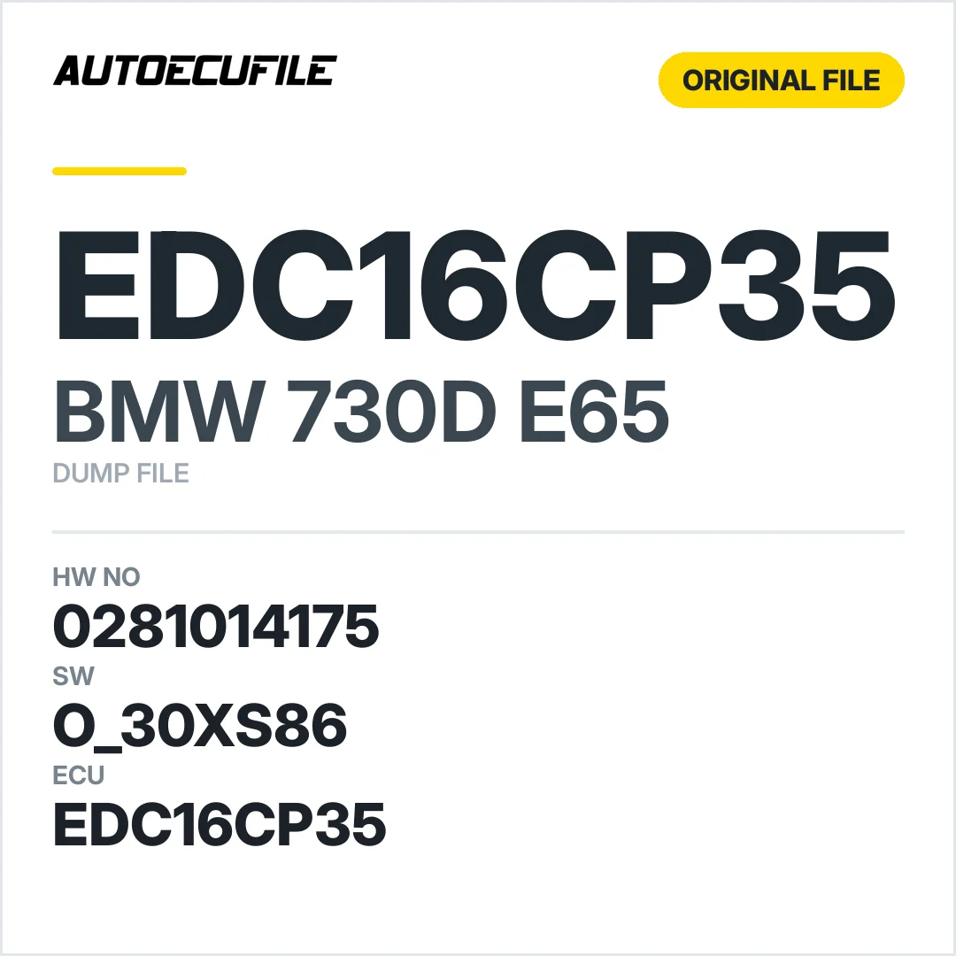 BMW 730D E65 EDC16CP35 0281014175 1037387658 O 30XS86 DUMP