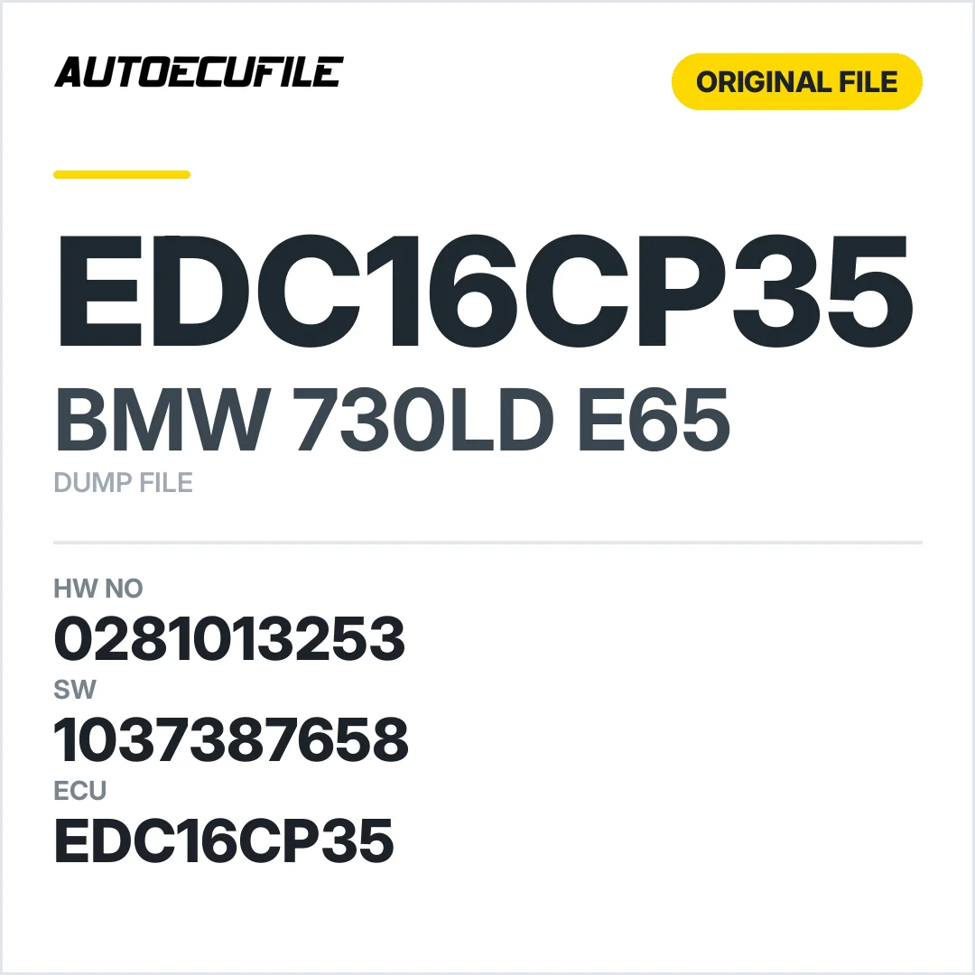 BMW 730LD E65 EDC16CP35 0281013253 1037387658 O 40XS86 DUMP