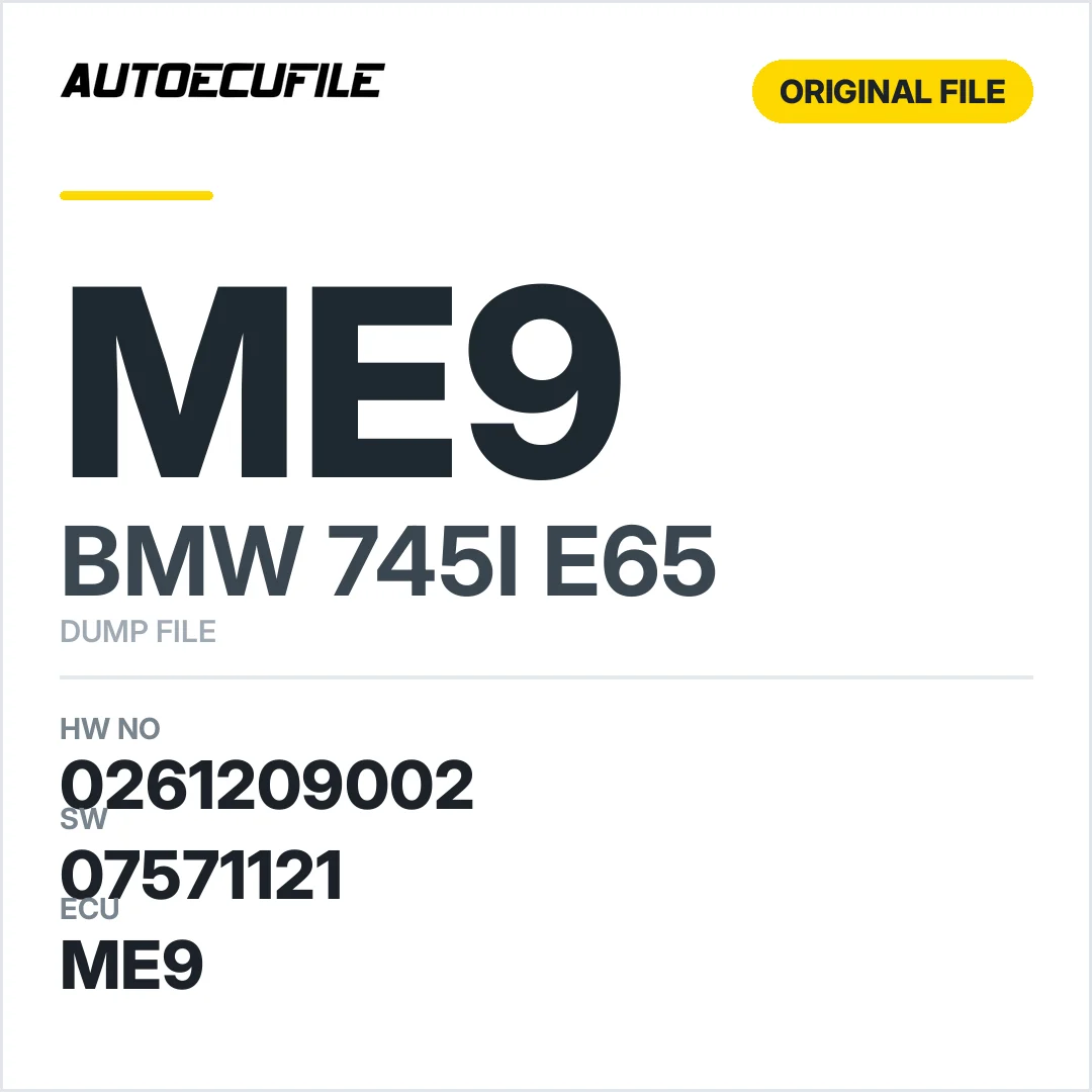 BMW 745 E65 ME9 0261209002 07571121 1037389760  DUMP