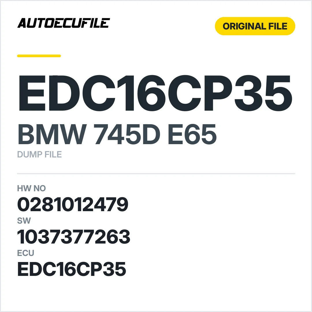 BMW 745D E65 EDC16CP35 0281012479  1037377263 DUMP