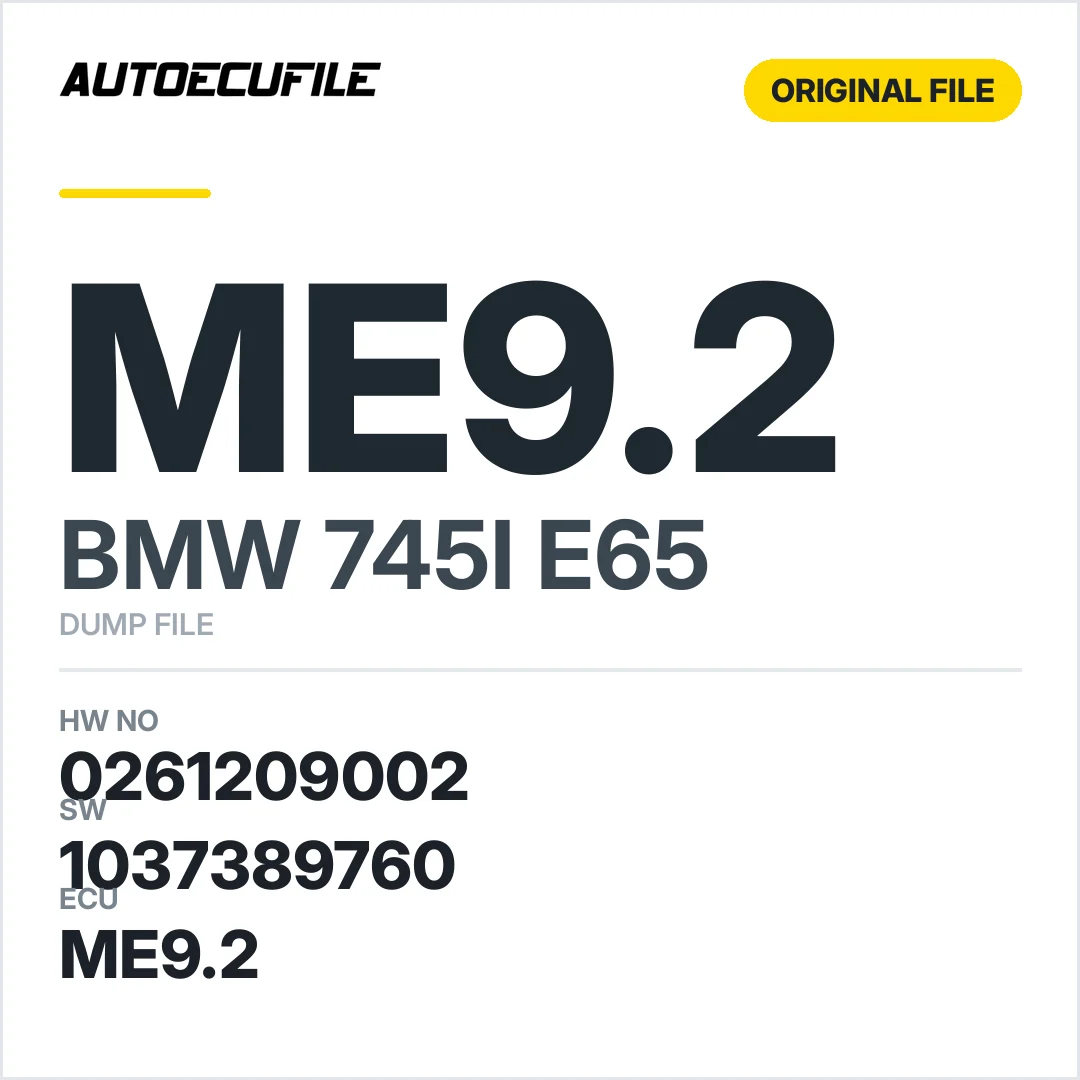 BMW 745I E65 ME9.2 0281209002 1037389760 DUMP