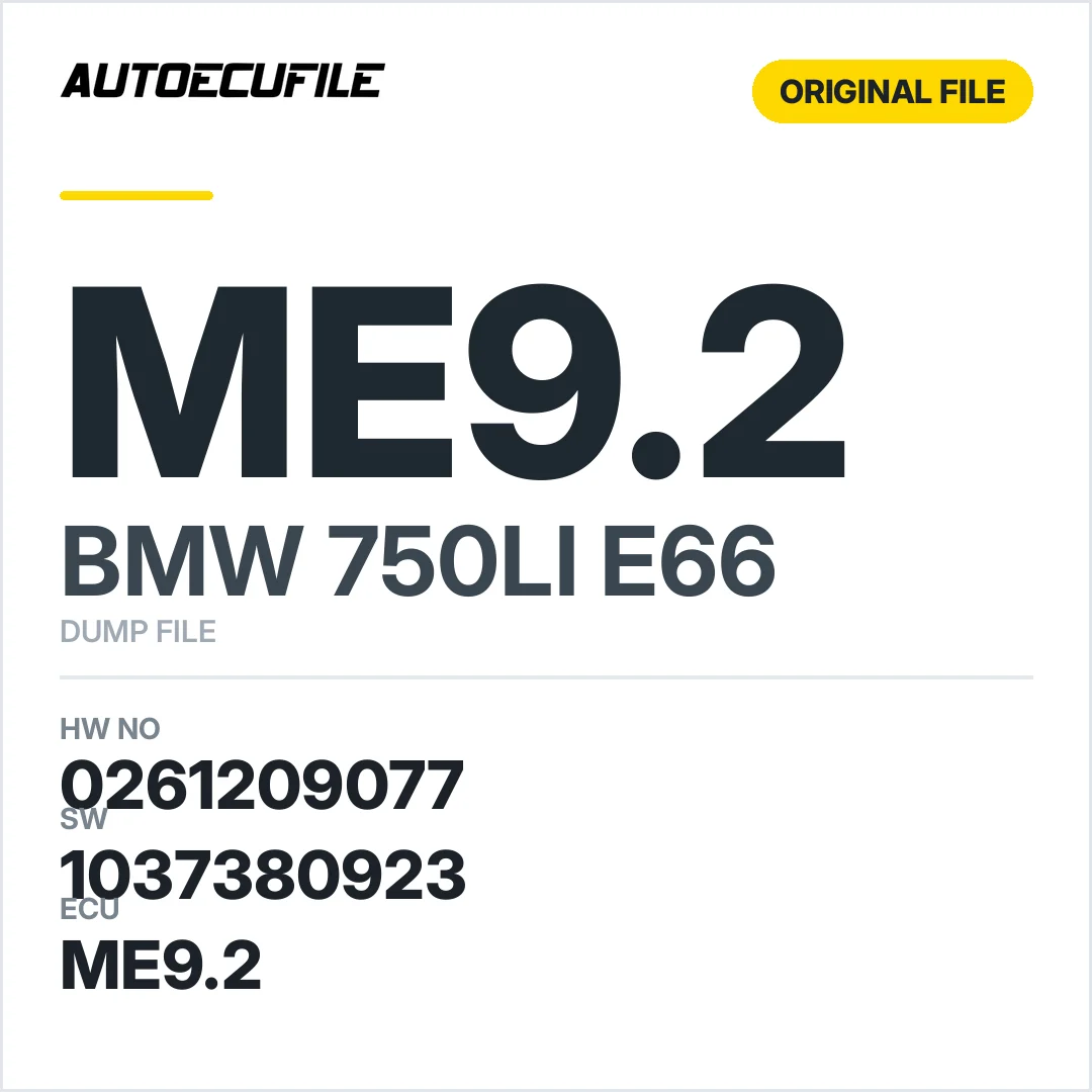 BMW 750LI E66 ME9.2.2 0261209077 1037380923 0087290V710B0V4X5 DUMP