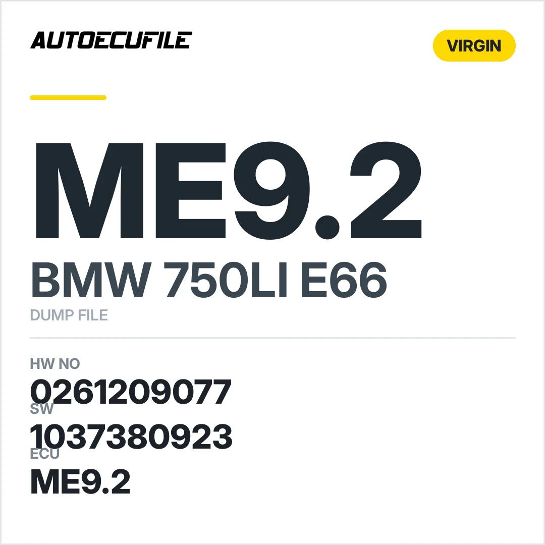 BMW 750LI E66 ME9.2.2 0261209077  1037380923 0087290V710B0V4X5  VIRGIN DUMP