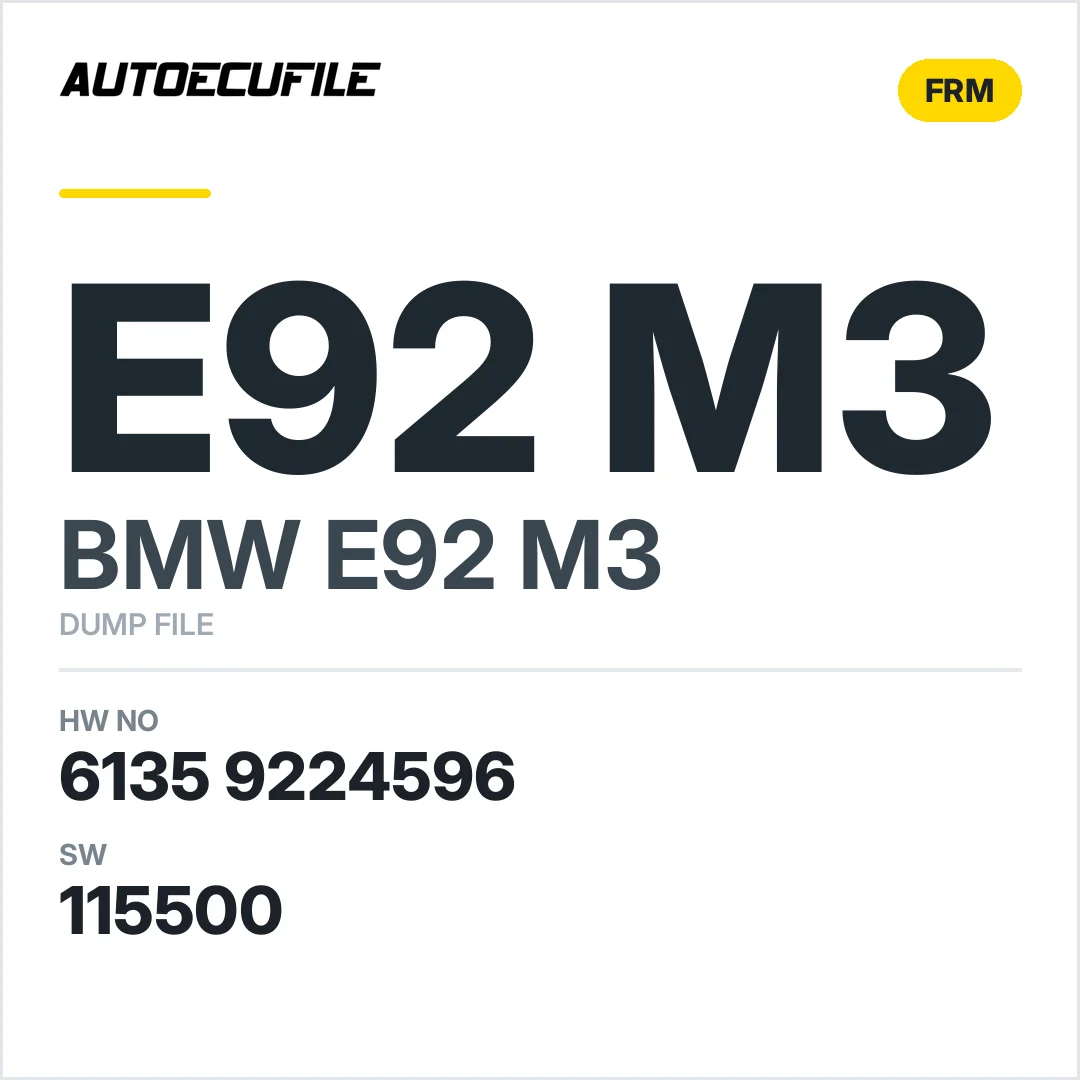 BMW E92 M3 FRM3R 6135 9224596 SW 115500 HW05 DUMP