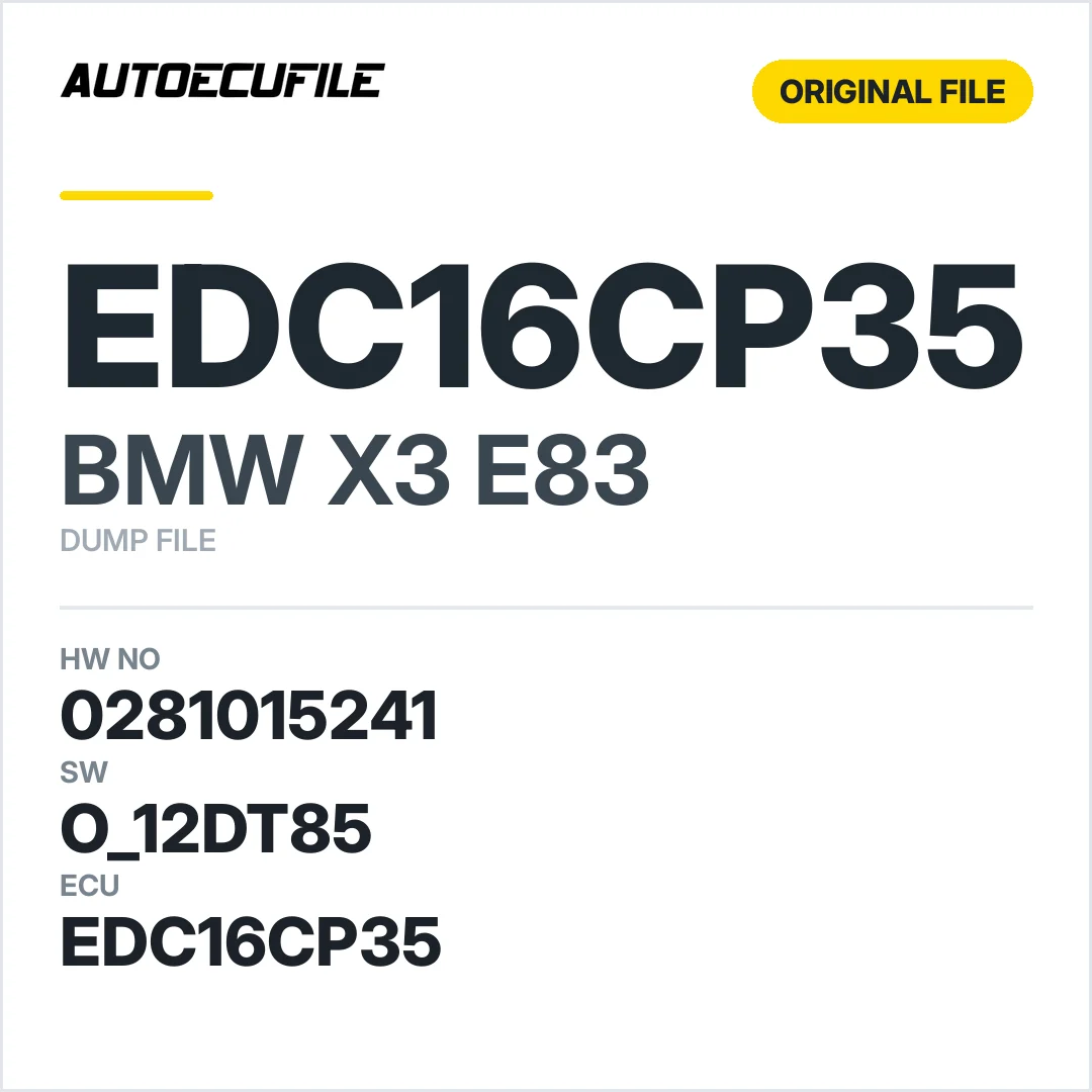 BMW X3 E83 EDC16CP35 0281015241 1037390902  O 12DT85 DUMP