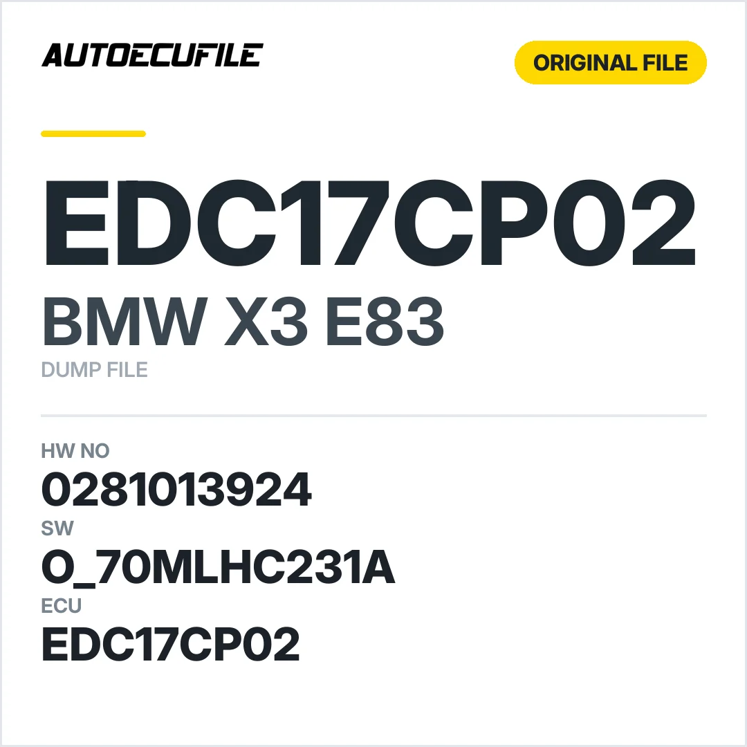 BMW X3 E83 EDC17CP02 0281013924  O 70MLHC231A 1037396560 DUMP