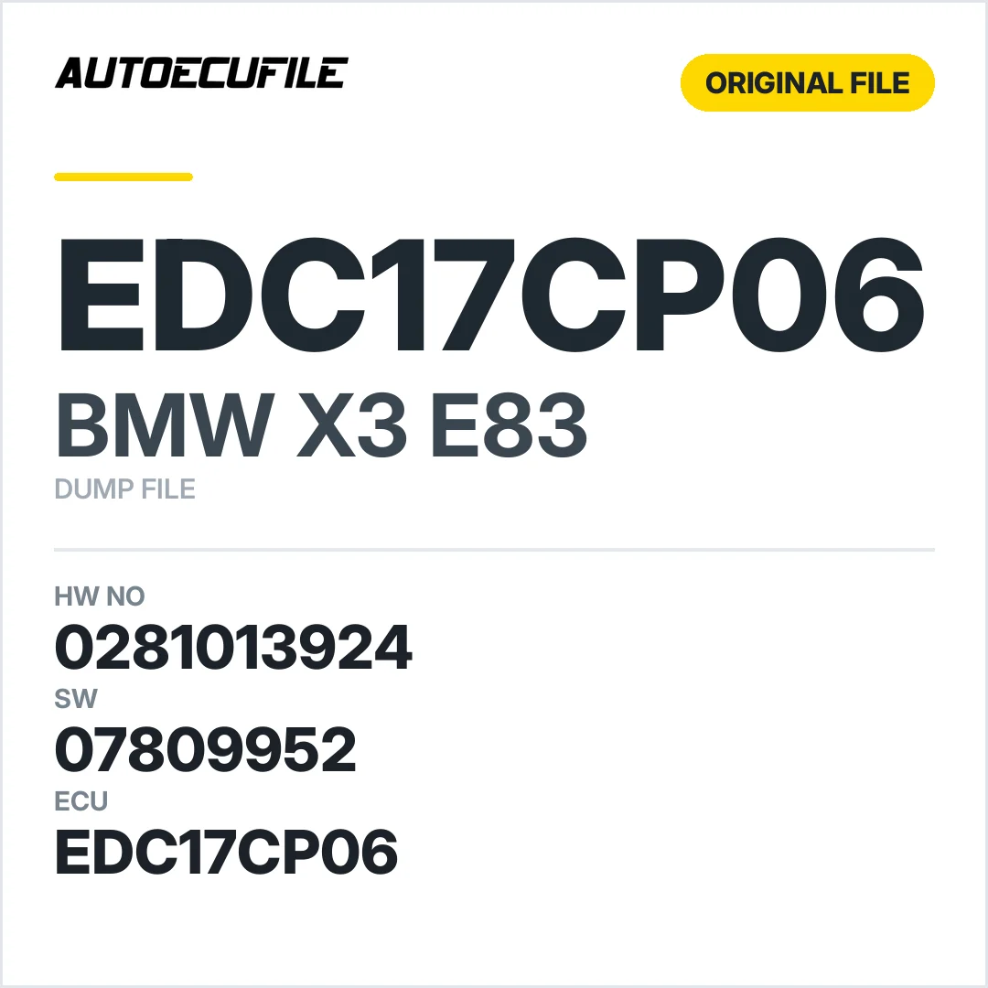 BMW X3 E83 EDC17CP06 0281013924 07809952 1037391389 DUMP