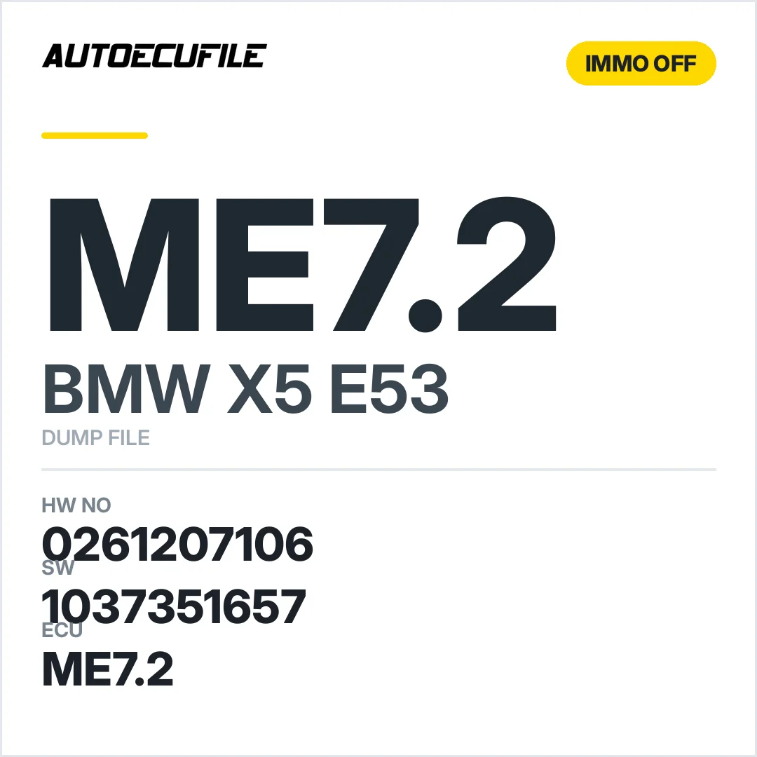 BMW X5 E53 ME7.2 0261207106 1037351657 IMMO OFF DUMP
