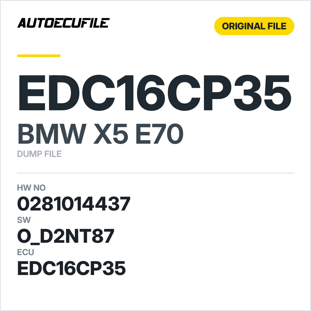 BMW X5 E70 EDC16CP35 0281014437 1037500775 O D2NT87 DUMP