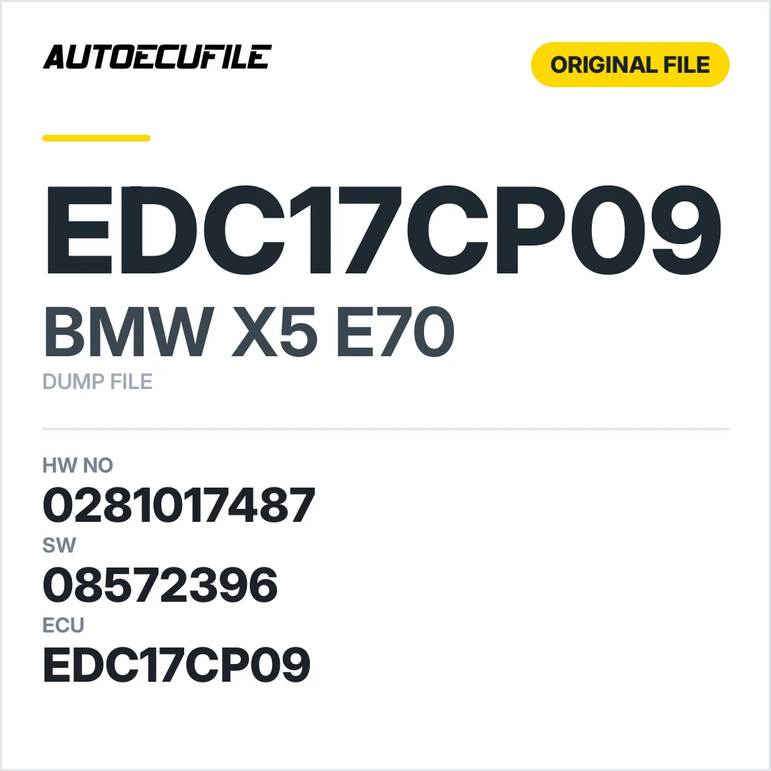 BMW X5 E70 EDC17CP09 0281017487 08572396 1037523267 O 77TMGK142A DUMP
