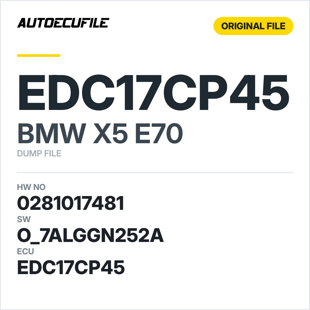 BMW X5 E70 EDC17CP45 0281017481 O 7ALGGN252A 1037513581 DUMP
