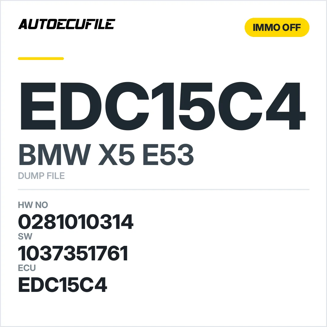 BMW X5 EDC15C4 0281010314 1037351761 IMMO OFF DUMP